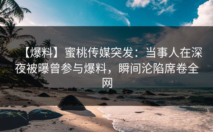 【爆料】蜜桃传媒突发：当事人在深夜被曝曾参与爆料，瞬间沦陷席卷全网